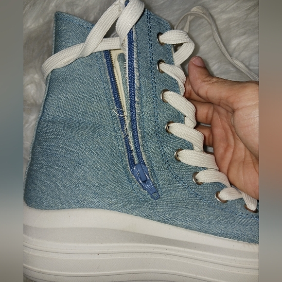 Liliana Women Denim swosh lace up high top sneakers - Picture 12 of 16